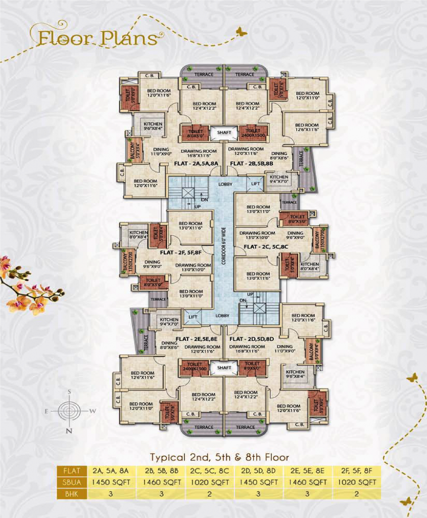 Floor Plan 2nd, 5th & 8th